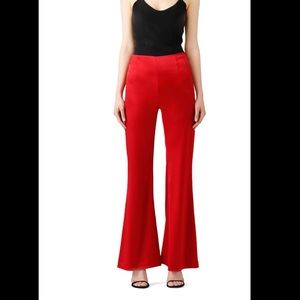 GALVAN High Waisted Red Scarlet Silk Trousers